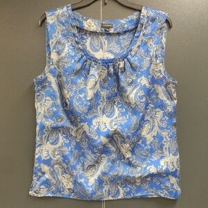 Talbots Blue and Cream Paisley Blouse